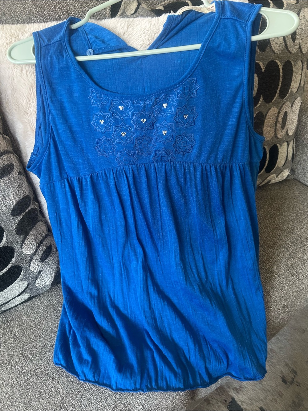 Faded Glory Royal Blue Embroidered Tank Top